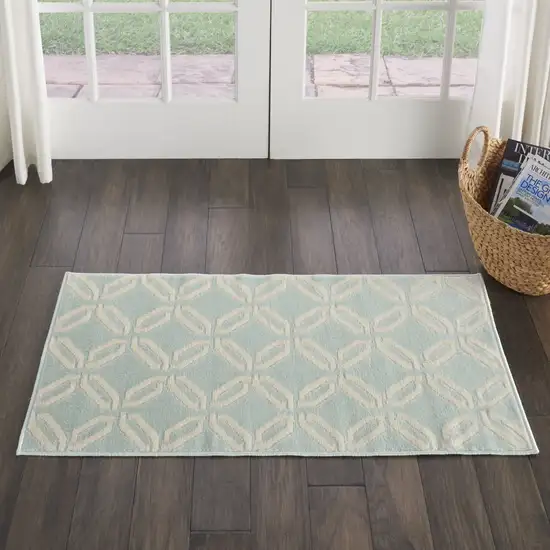 Beige and Green Trellis Area Rug Photo 4