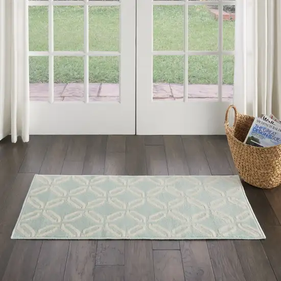 Beige and Green Trellis Area Rug Photo 3