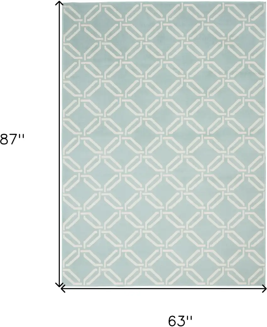 Beige and Green Trellis Non Skid Area Rug Photo 3