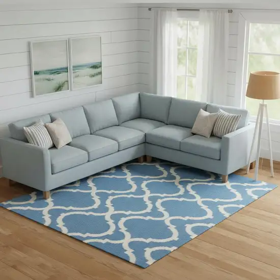 Beige and Green Trellis Non Skid Area Rug Photo 1