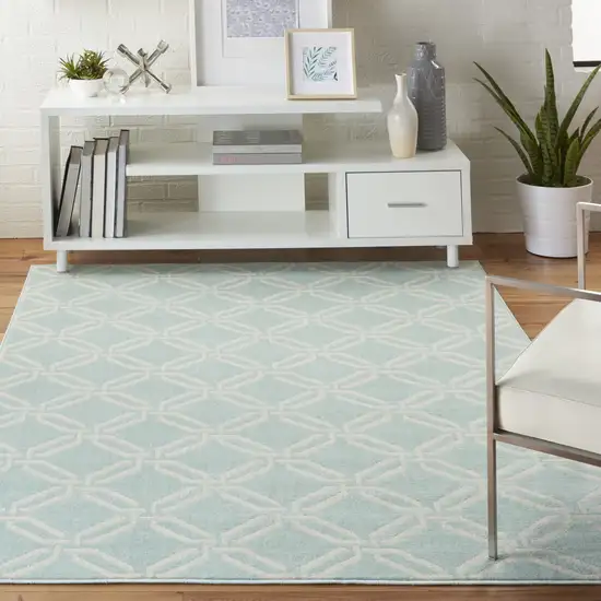 Beige and Green Trellis Non Skid Area Rug Photo 3