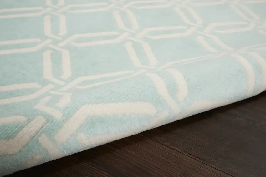 Beige and Green Trellis Non Skid Area Rug Photo 7