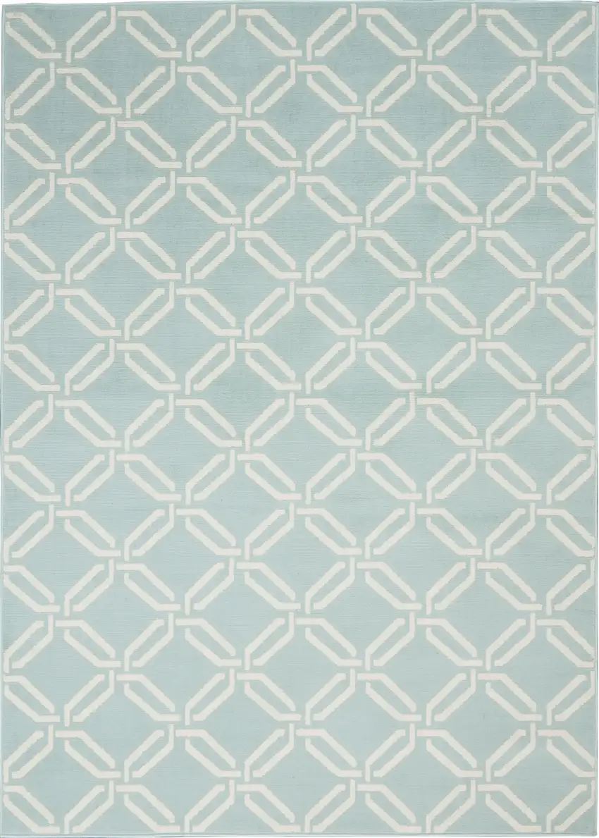 Beige and Green Trellis Non Skid Area Rug Photo 1