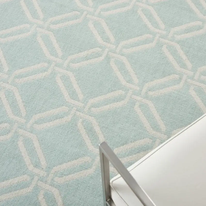 Beige and Green Trellis Non Skid Area Rug Photo 9