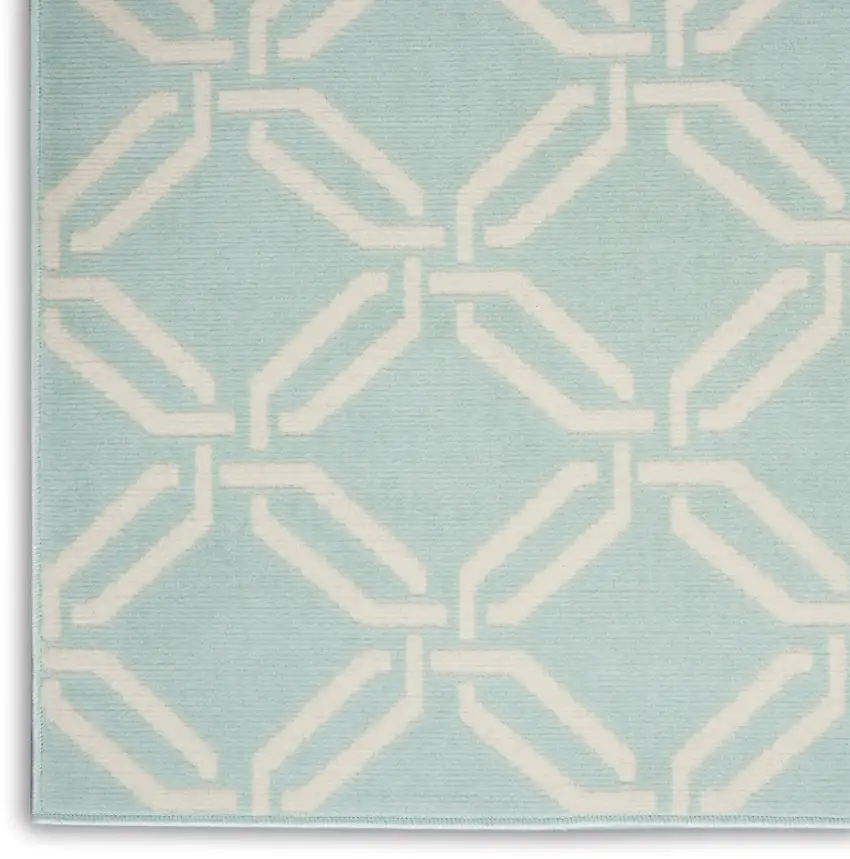 Beige and Green Trellis Non Skid Area Rug Photo 8