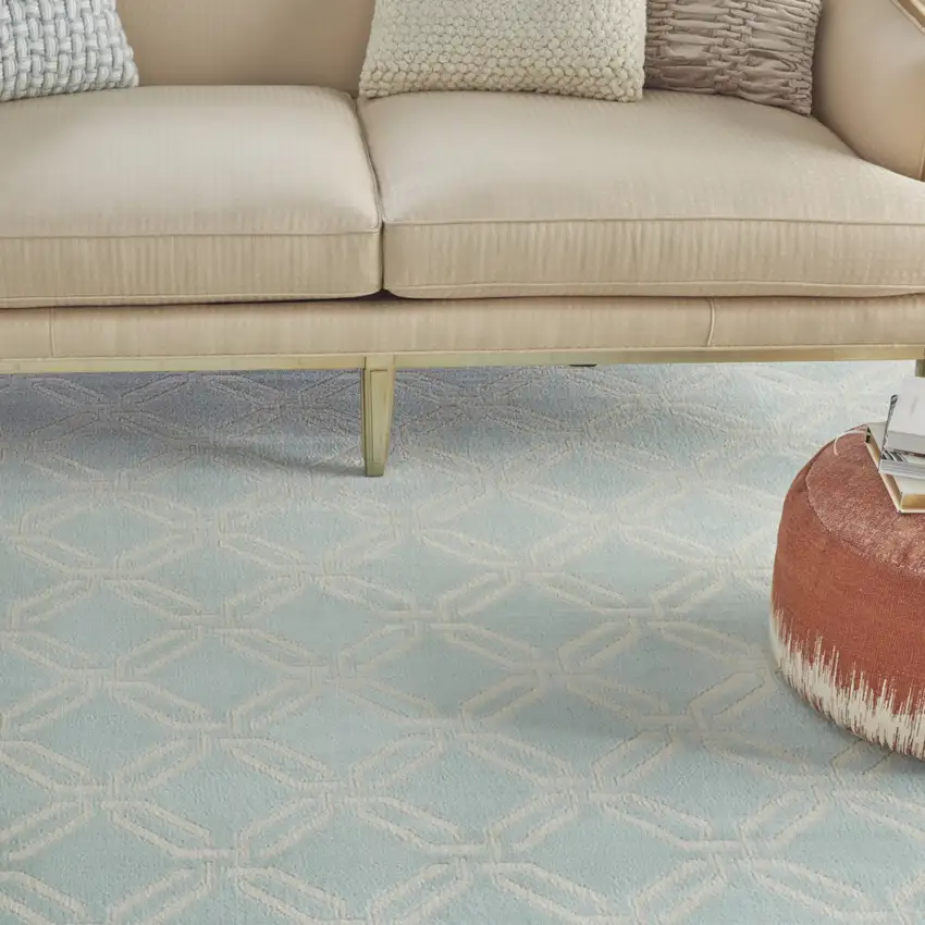 Beige and Green Trellis Non Skid Area Rug Photo 5