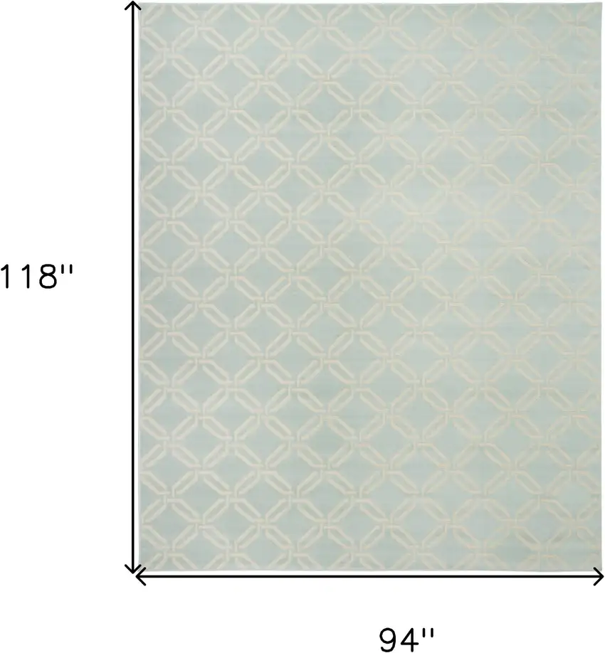 Beige and Green Trellis Non Skid Area Rug Photo 3