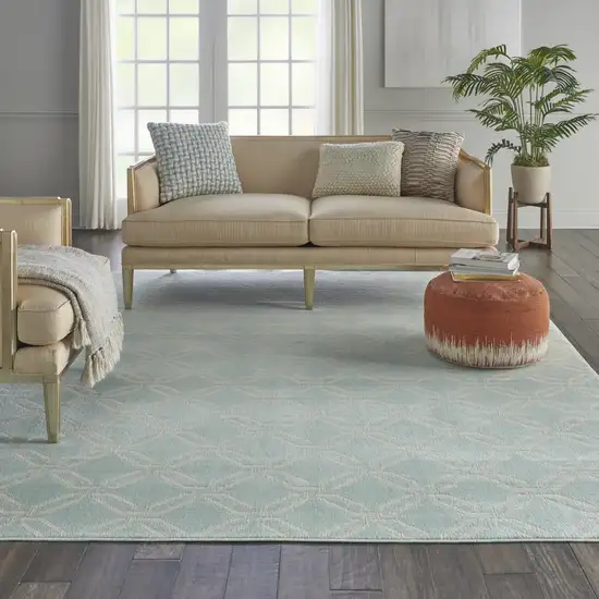Beige and Green Trellis Non Skid Area Rug Photo 4