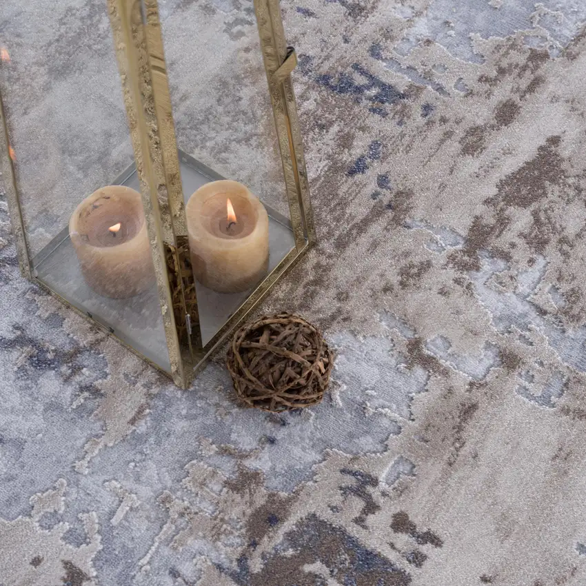 Beige and Ivory Abstract Area Rug Photo 7