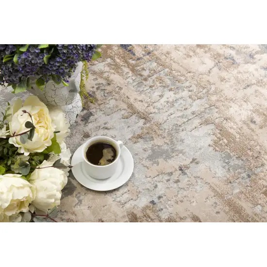 Beige and Ivory Abstract Area Rug Photo 8