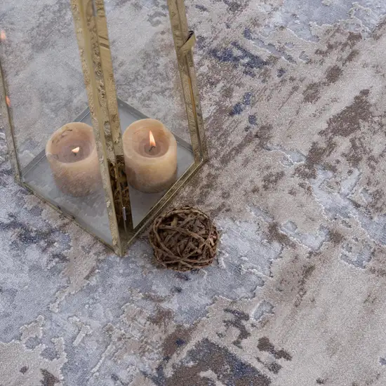 Beige and Ivory Abstract Area Rug Photo 9