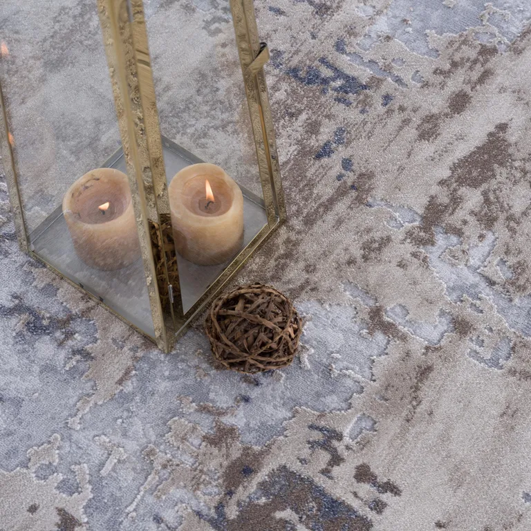 Beige and Ivory Abstract Area Rug Photo 4