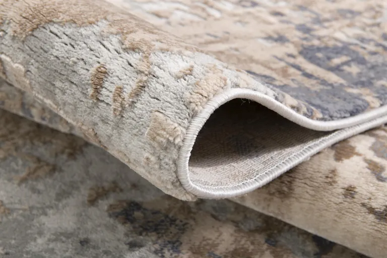 Beige and Ivory Abstract Area Rug Photo 5