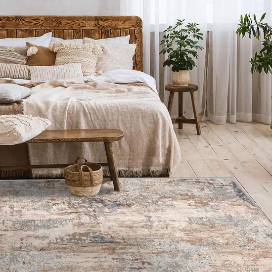 Beige and Ivory Abstract Area Rug Photo 6