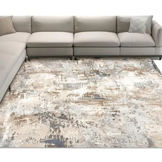 Beige Abstract Dhurrie Area Rug Photo 1