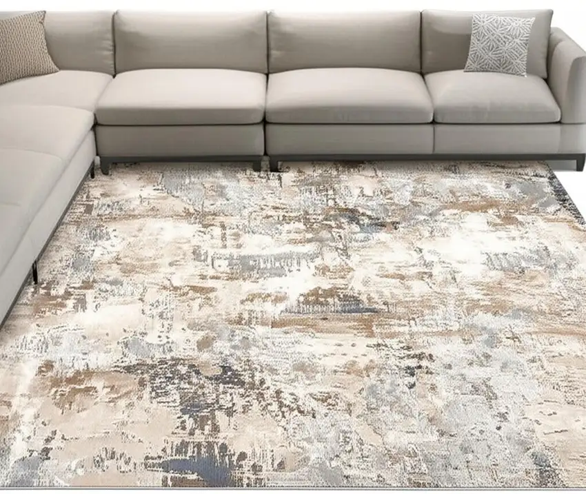 Beige Abstract Dhurrie Area Rug Photo 1