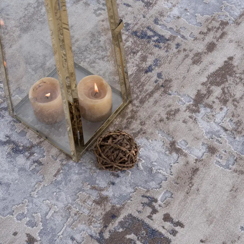 Beige and Ivory Abstract Area Rug Photo 6