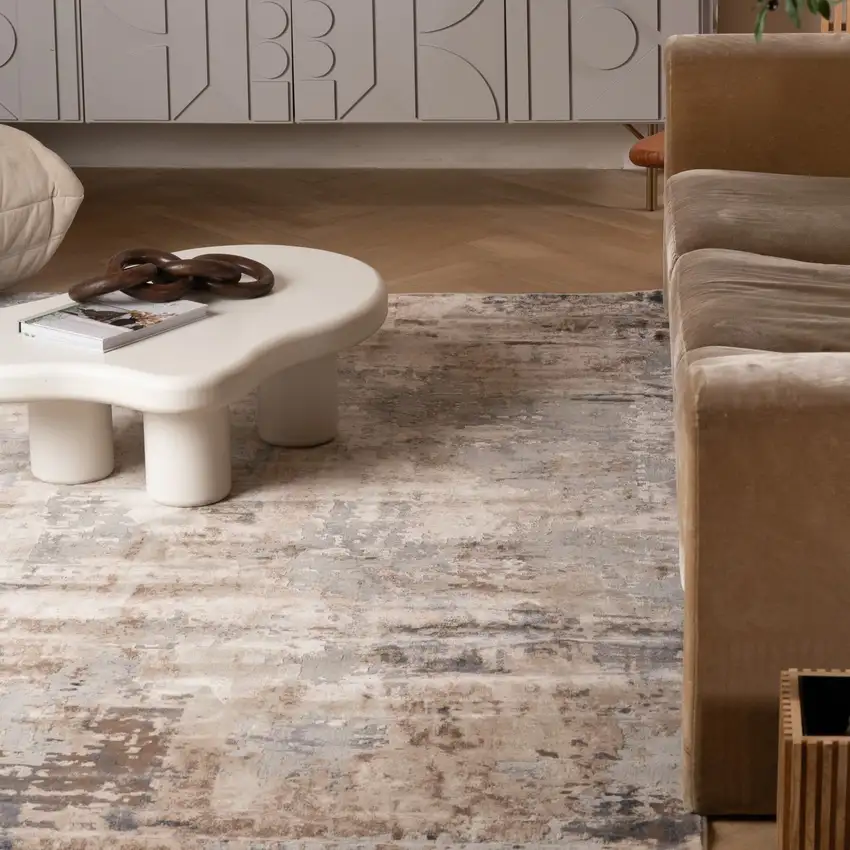 Beige Abstract Dhurrie Area Rug Photo 9