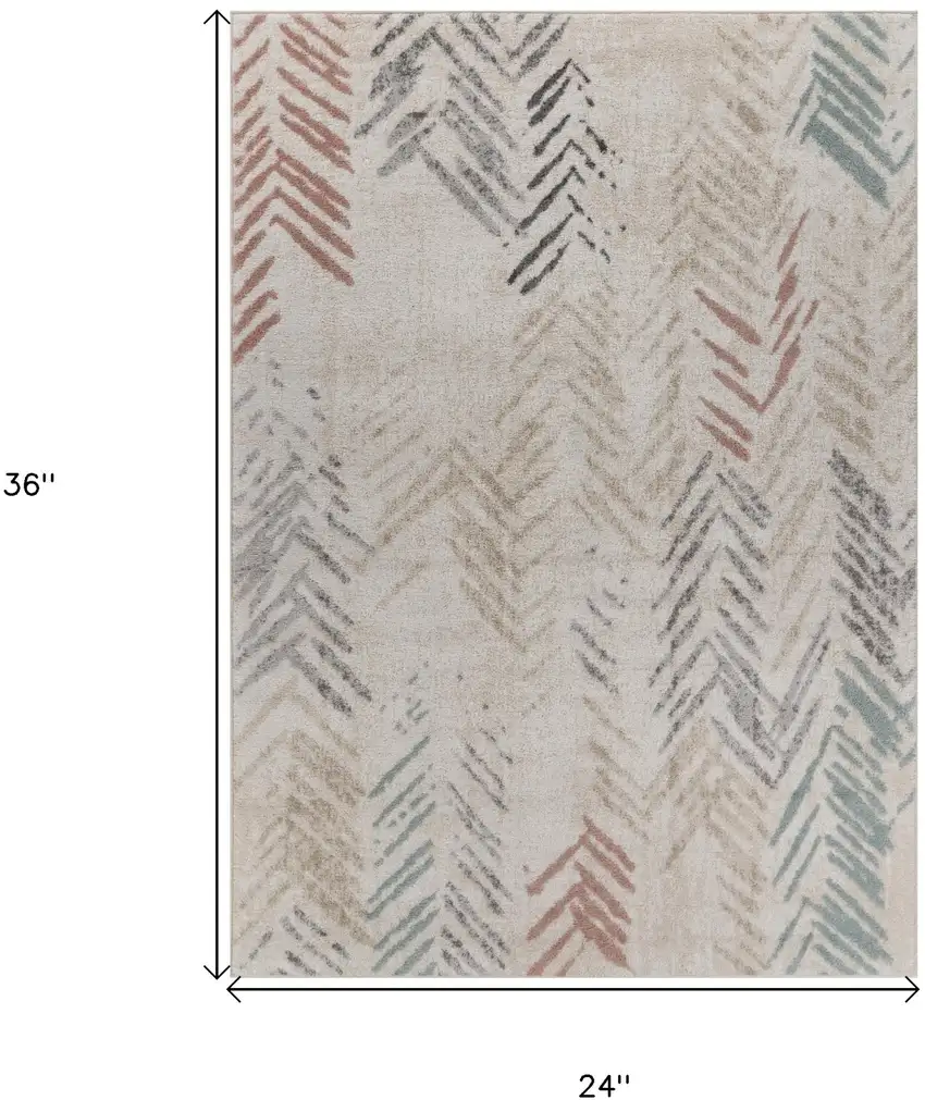 Beige and Ivory Abstract Area Rug Photo 3