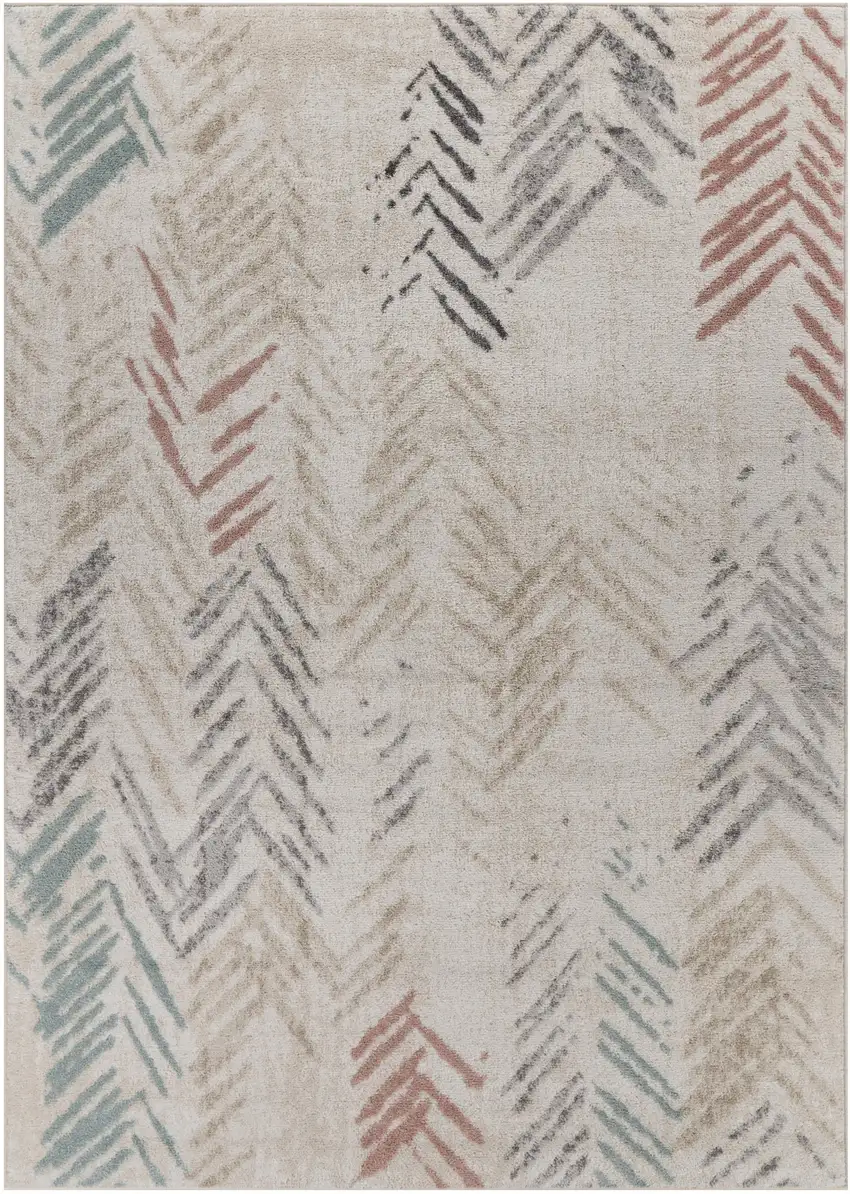 Beige and Ivory Abstract Area Rug Photo 5