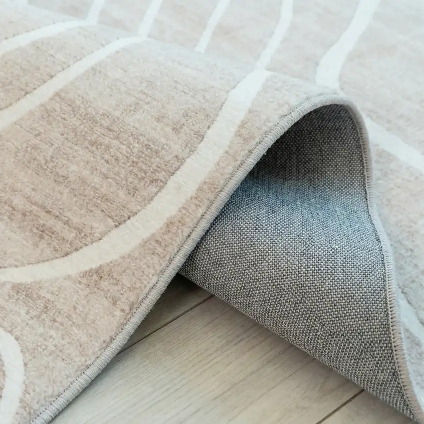 Beige and Ivory Abstract Distressed Area Rug Photo 8