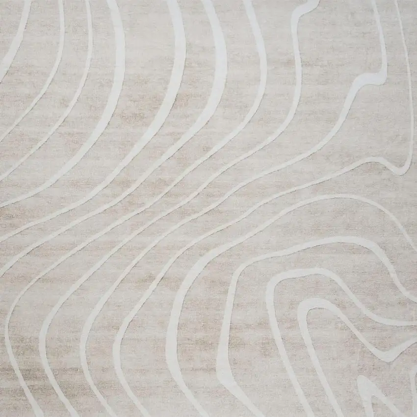 Beige and Ivory Abstract Distressed Area Rug Photo 3