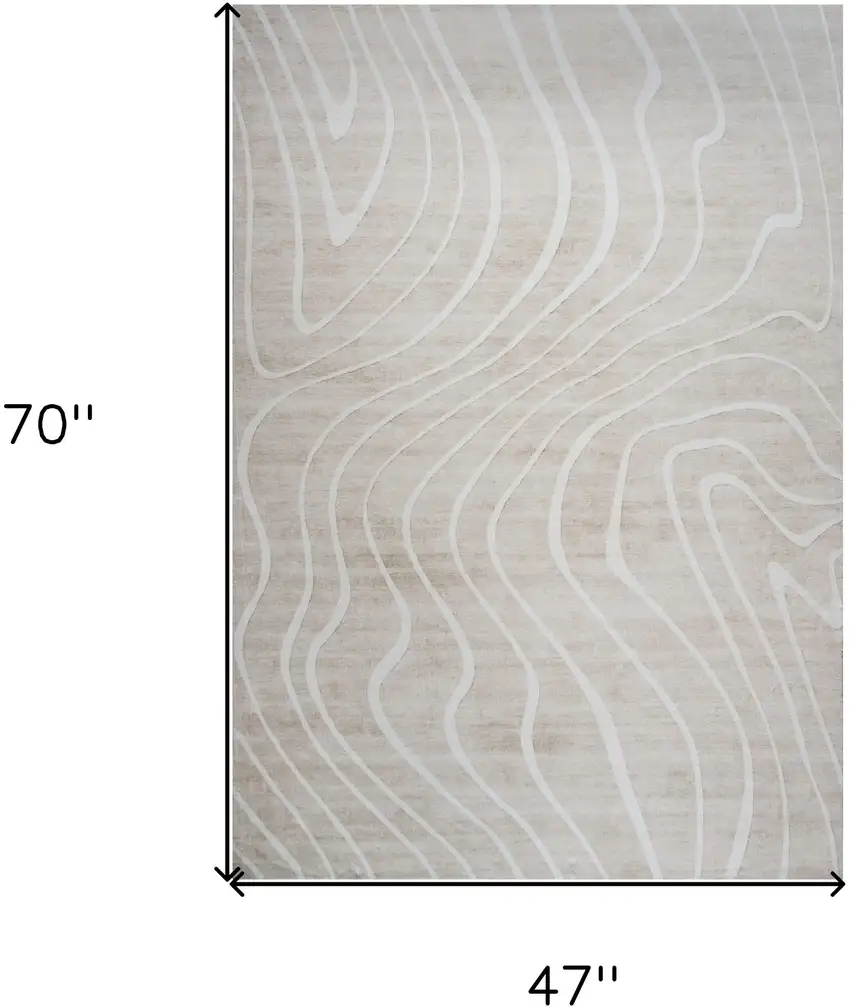 Beige and Ivory Abstract Distressed Area Rug Photo 9