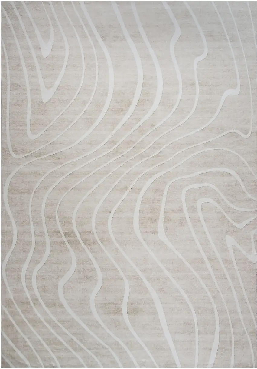 Beige and Ivory Abstract Distressed Area Rug Photo 1