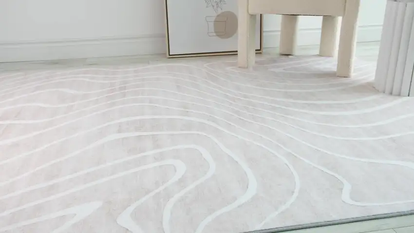 Beige and Ivory Abstract Distressed Area Rug Photo 6