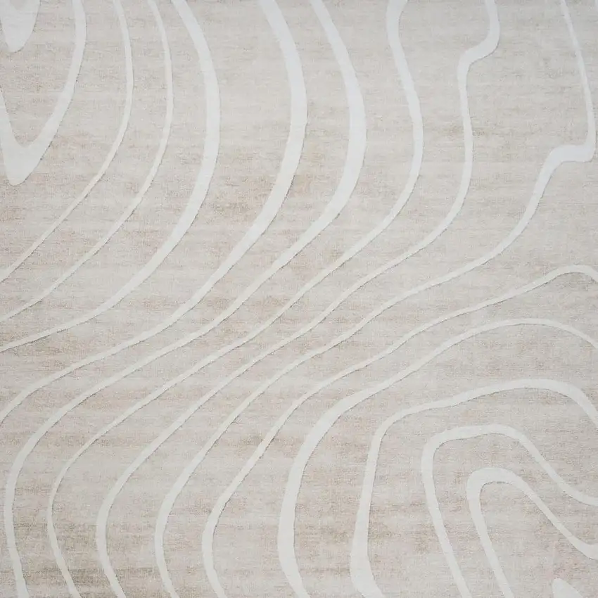 Beige and Ivory Abstract Distressed Area Rug Photo 3