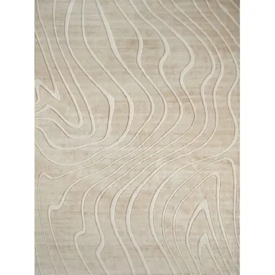 Beige and Ivory Abstract Distressed Area Rug Photo 6