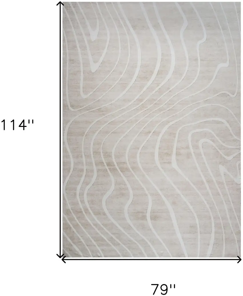 Beige and Ivory Abstract Distressed Area Rug Photo 3