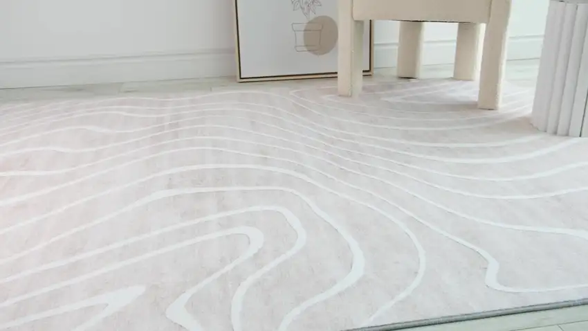 Beige and Ivory Abstract Distressed Area Rug Photo 4