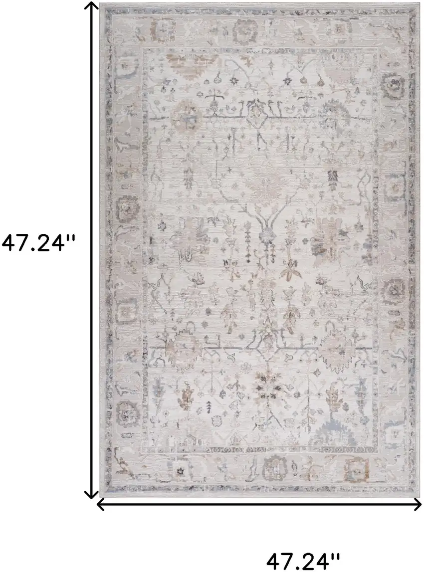 Beige and Ivory Abstract Distressed Area Rug Photo 9