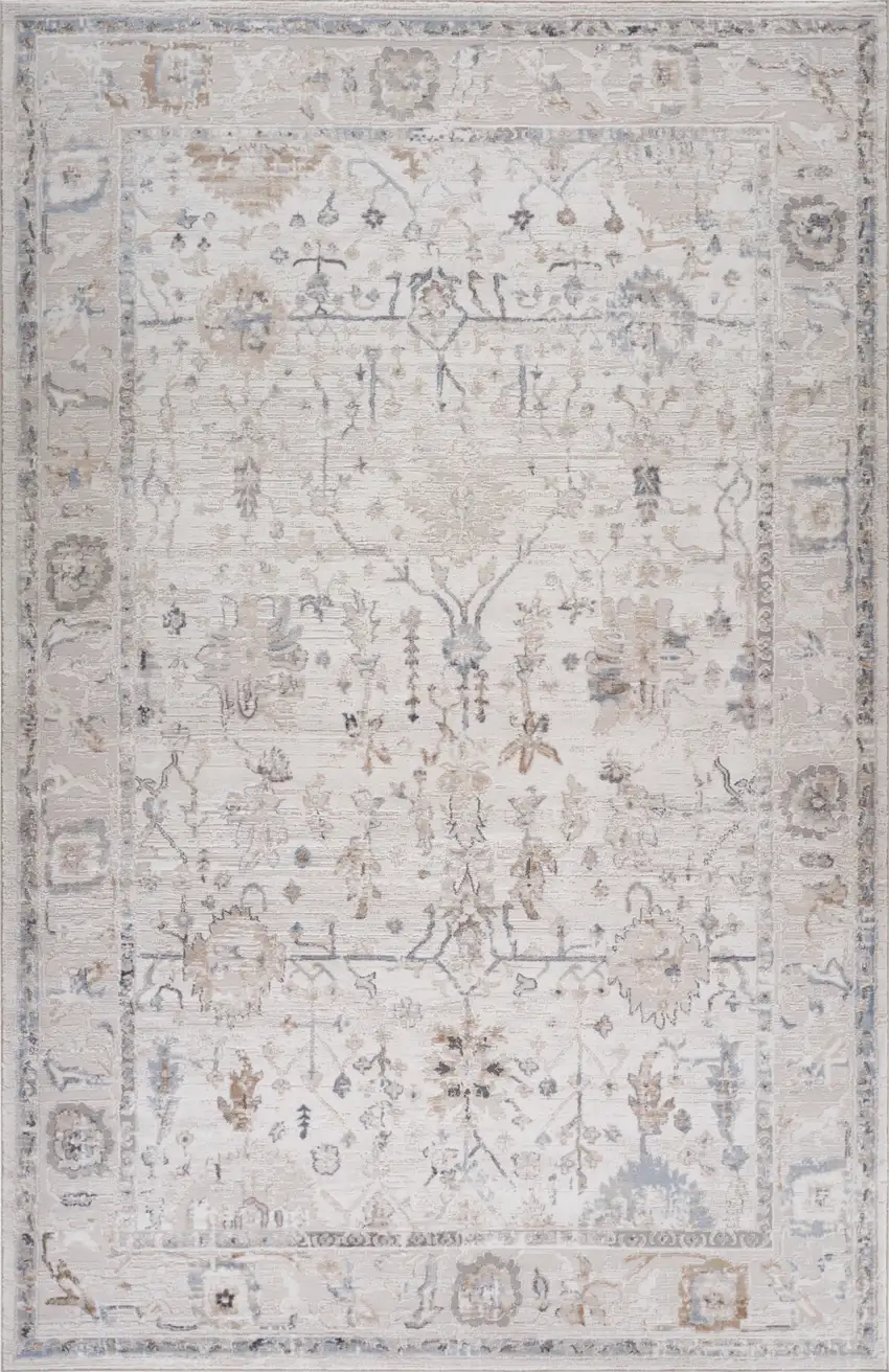 Beige and Ivory Abstract Distressed Area Rug Photo 5