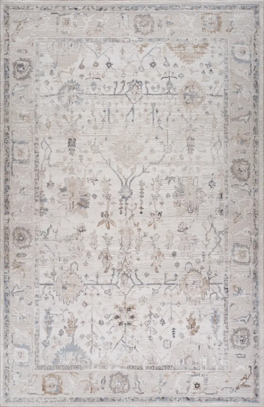 Beige and Ivory Abstract Distressed Area Rug Photo 4