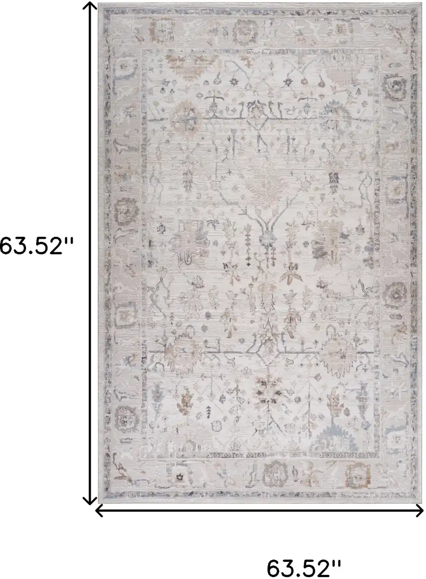 Beige and Ivory Abstract Distressed Area Rug Photo 9