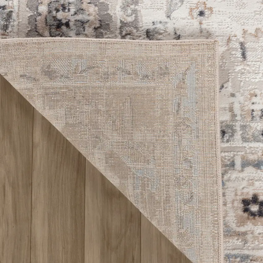Beige and Ivory Abstract Distressed Area Rug Photo 6