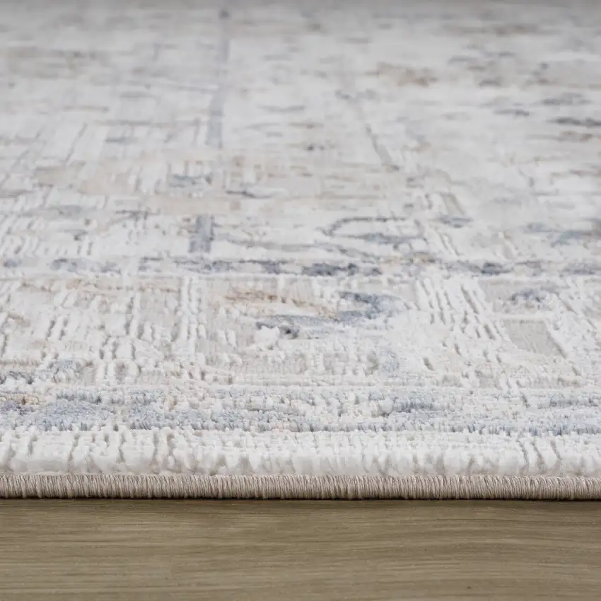 Beige and Ivory Abstract Distressed Area Rug Photo 9