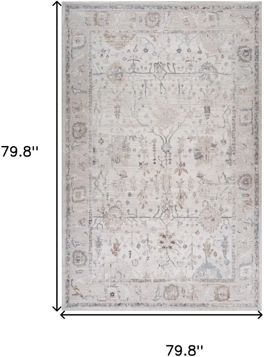 Beige and Ivory Abstract Distressed Area Rug Photo 9