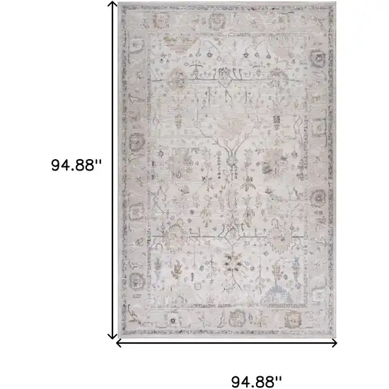Beige and Ivory Abstract Distressed Area Rug Photo 8