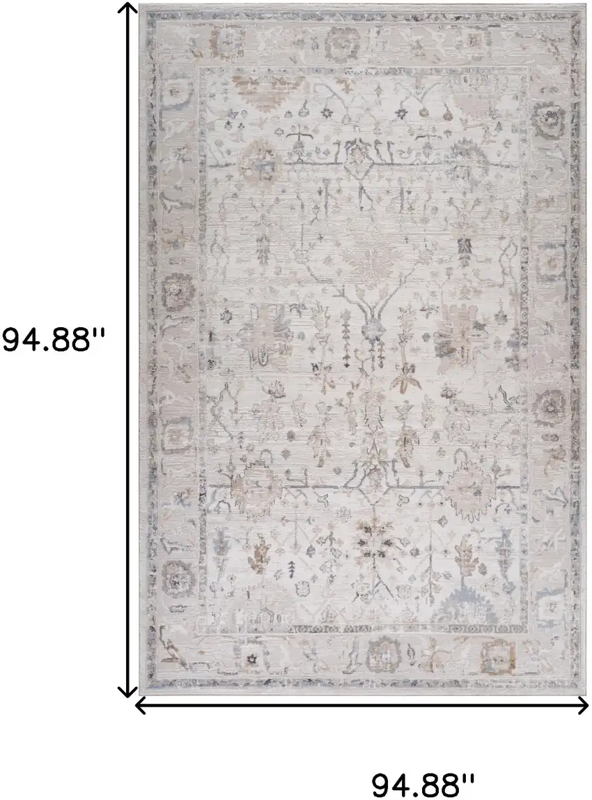 Beige and Ivory Abstract Distressed Area Rug Photo 8