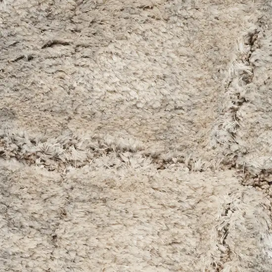Beige and Ivory Abstract Shag Area Rug Photo 8