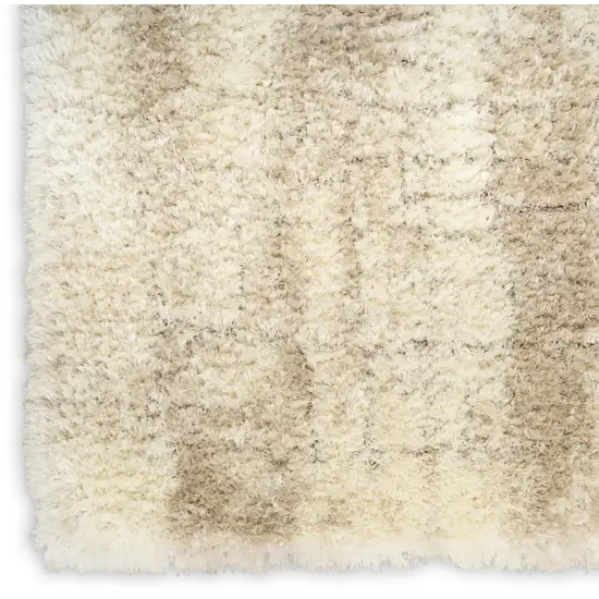 Beige and Ivory Abstract Shag Area Rug Photo 9