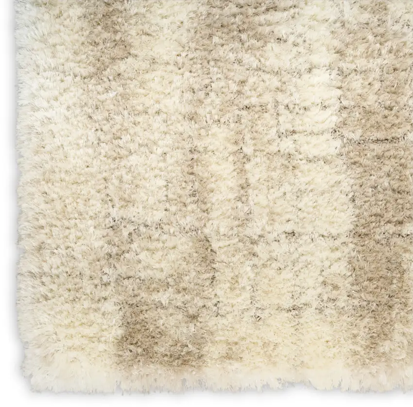 Beige and Ivory Abstract Shag Area Rug Photo 9