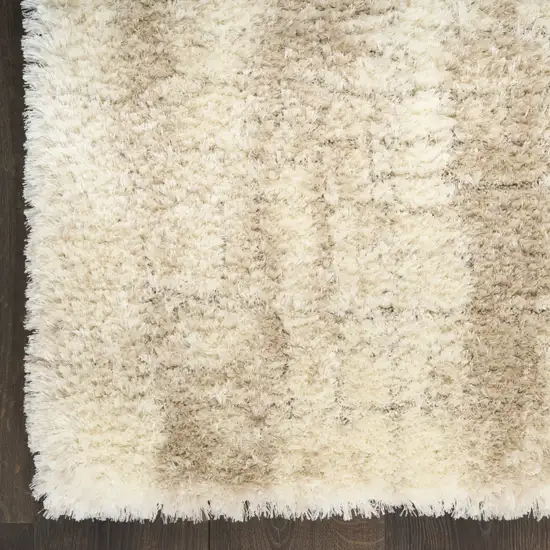 Beige and Ivory Abstract Shag Area Rug Photo 8
