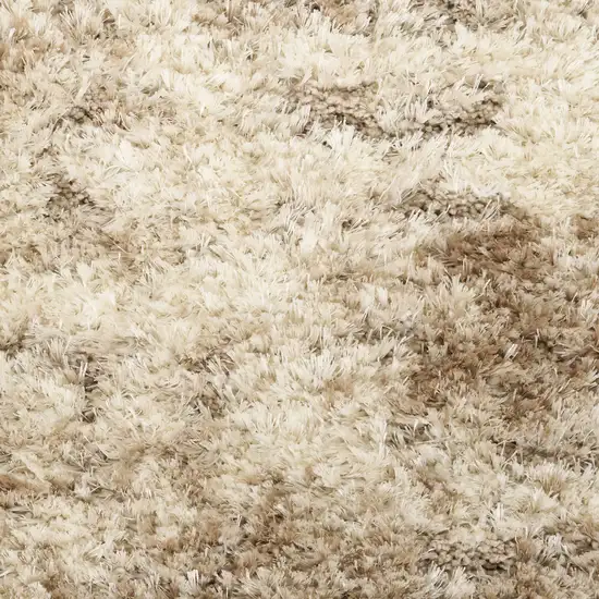 Beige and Ivory Abstract Shag Area Rug Photo 3
