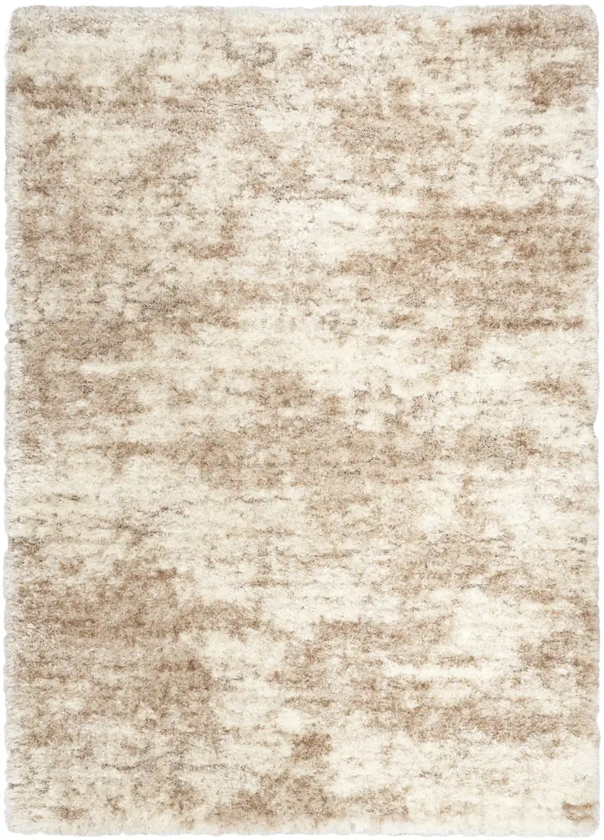 Beige and Ivory Abstract Shag Area Rug Photo 2