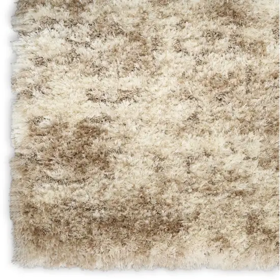 Beige and Ivory Abstract Shag Area Rug Photo 9