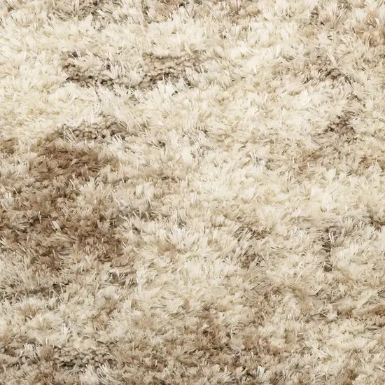 Beige and Ivory Abstract Shag Area Rug Photo 4